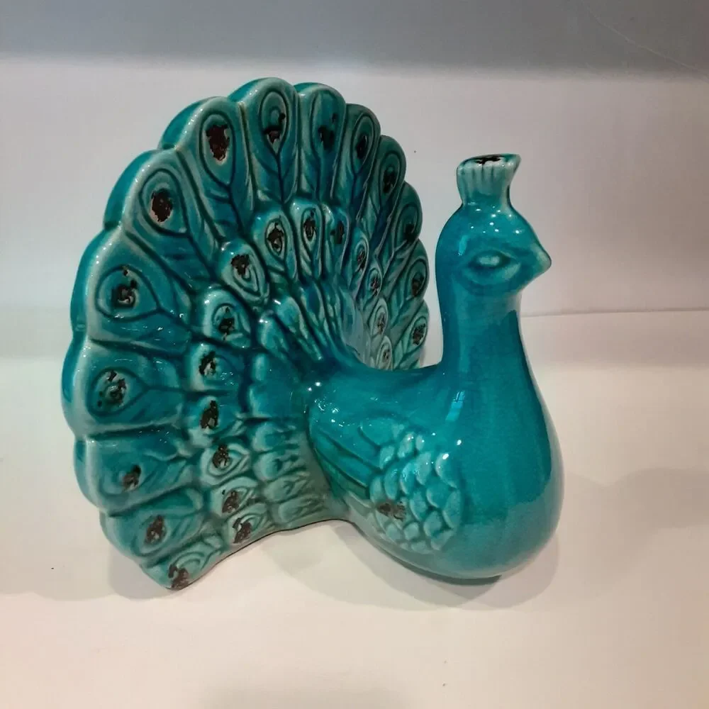 Vintage Italian Majolica Peacock Stunning Unique 11